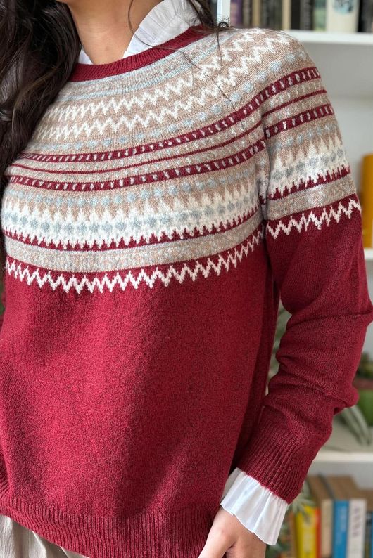 Fair Isle Knit Burgundy